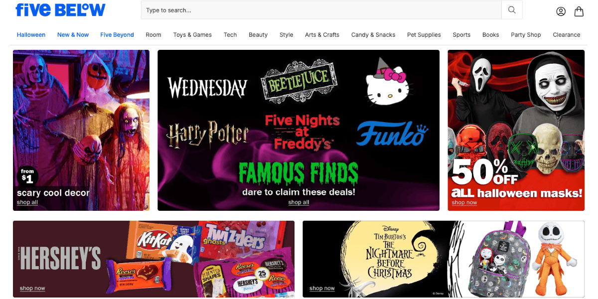 Five below online store